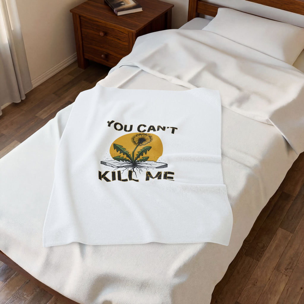 You Can't Kill Me Blanket | gritty halftone floral, punk botanical, weedcore