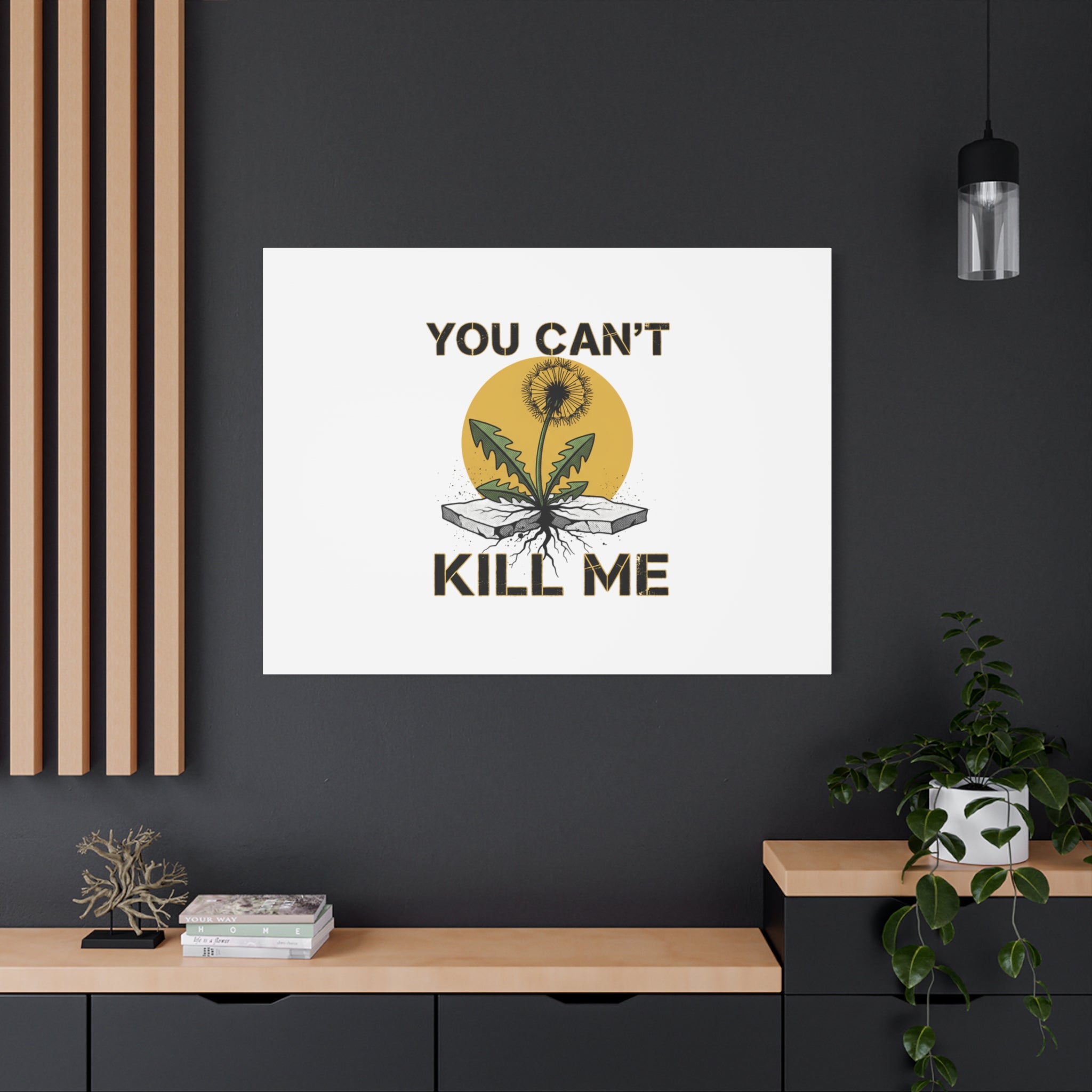 You Can't Kill Me Dandelion Canvas | punk botanical, halftone floral