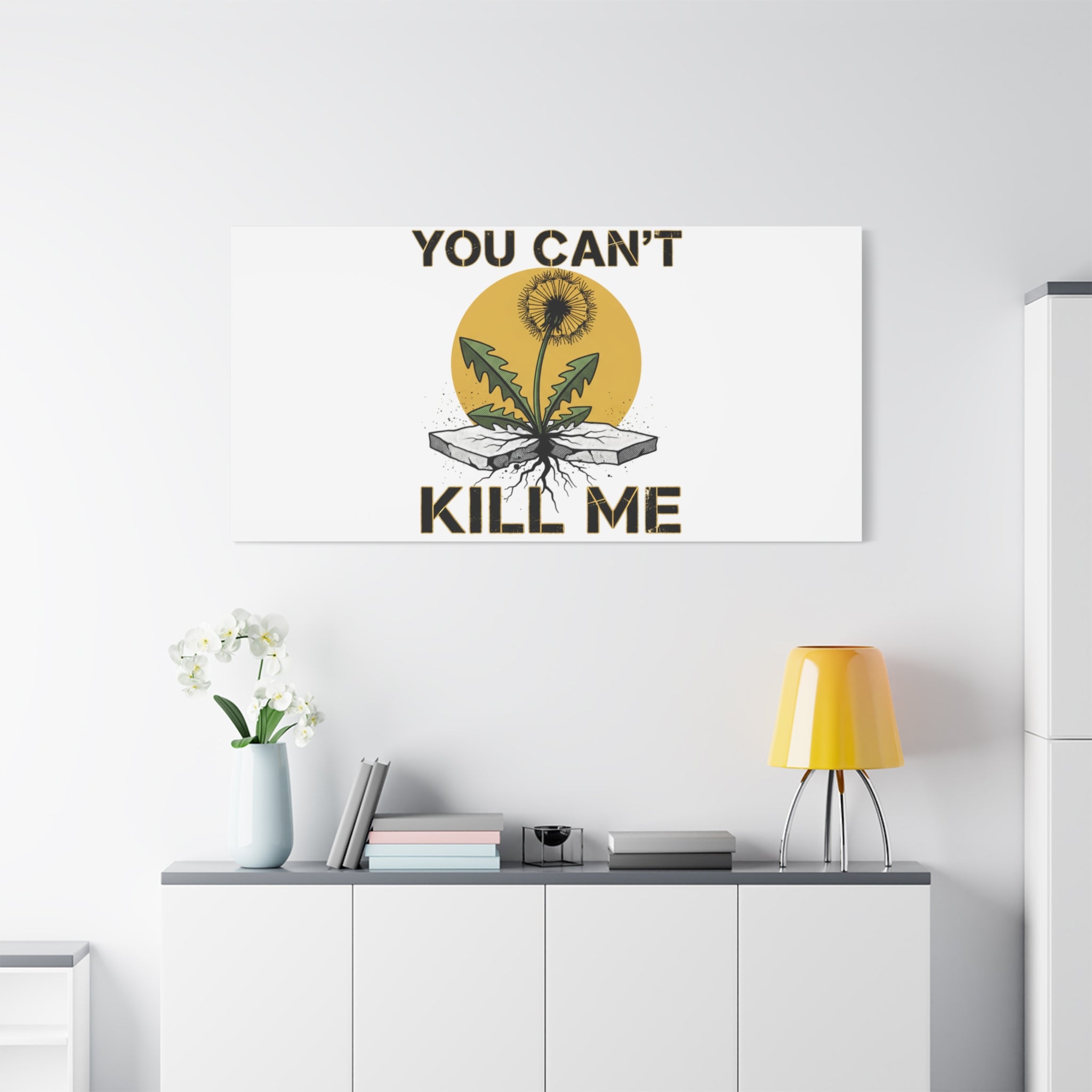 You Can't Kill Me Dandelion Canvas | punk botanical, halftone floral