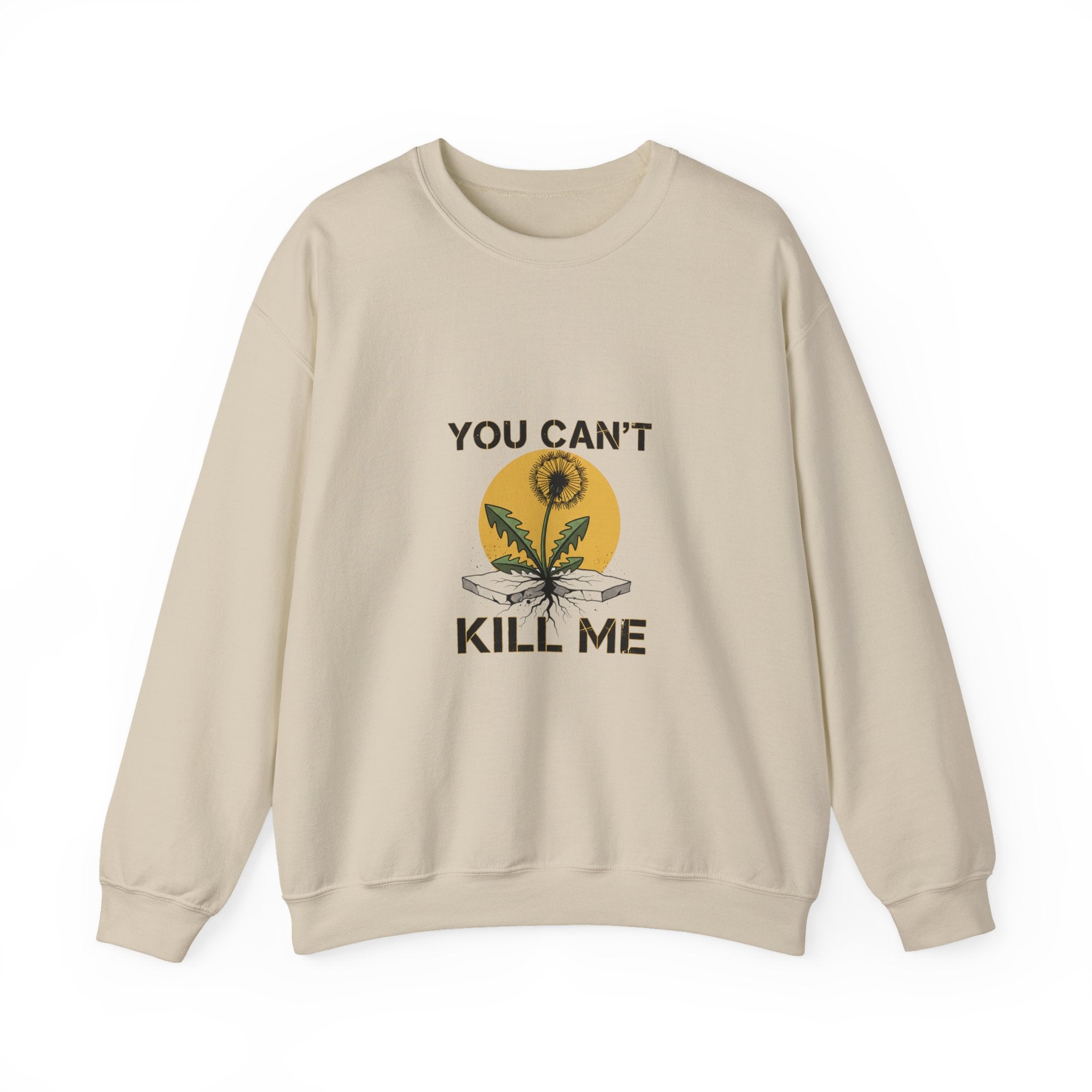 You Can't Kill Me Crewneck, halftone floral punk botanical, weedcore