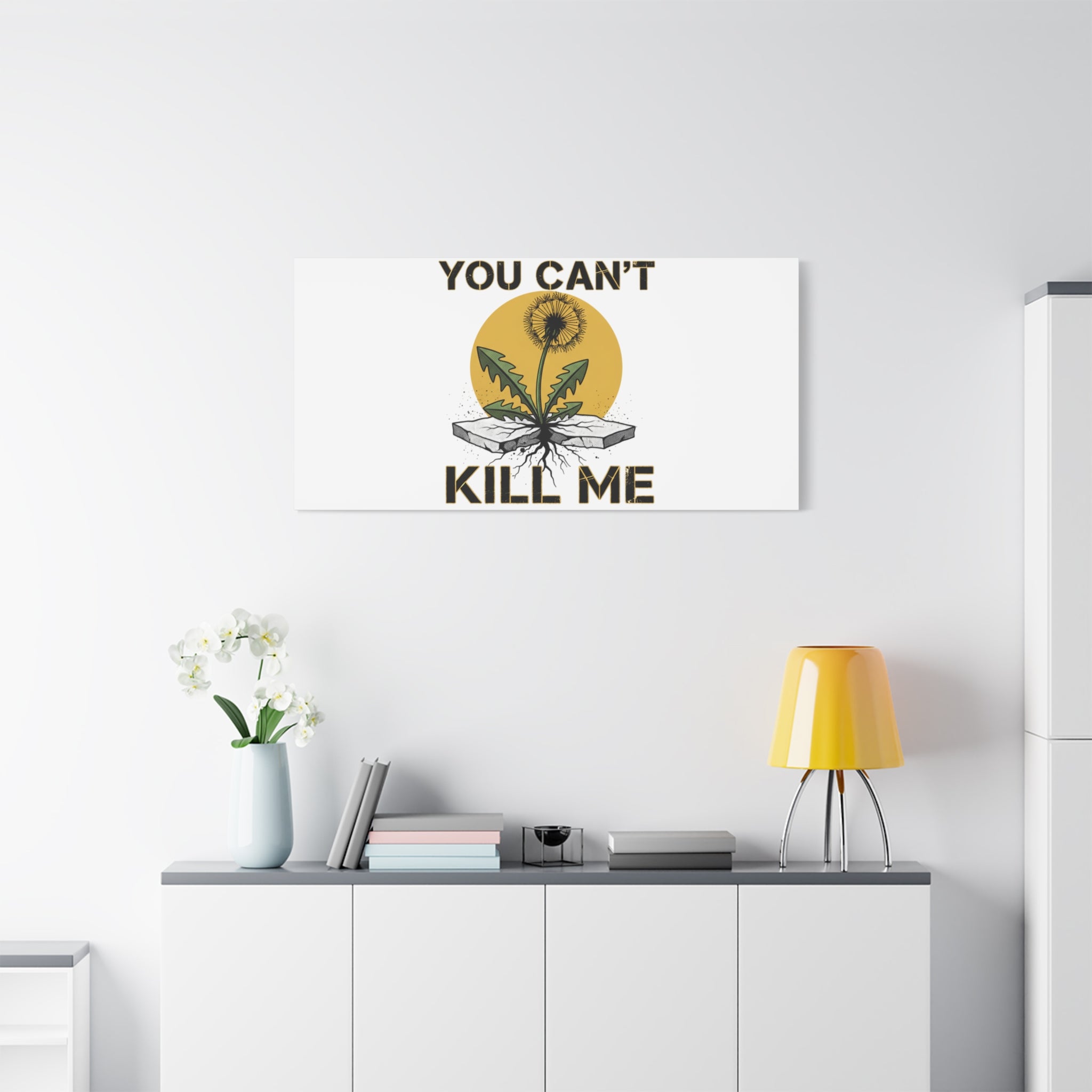 You Can't Kill Me Dandelion Canvas | punk botanical, halftone floral