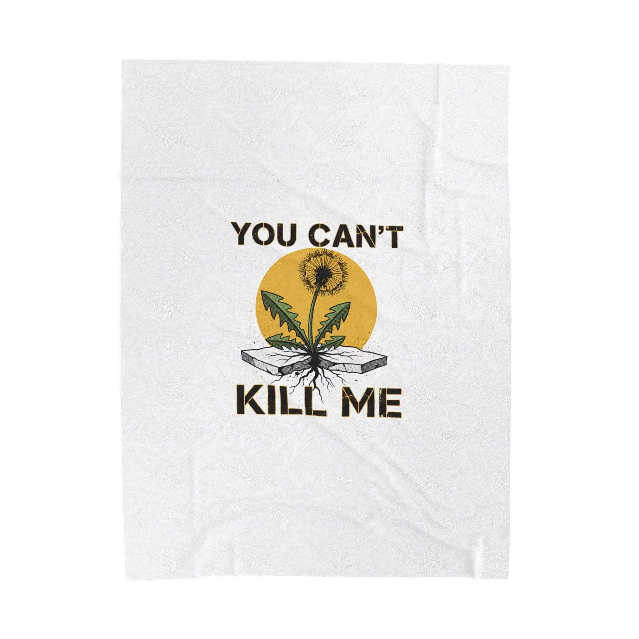 You Can't Kill Me Blanket | gritty halftone floral, punk botanical, weedcore