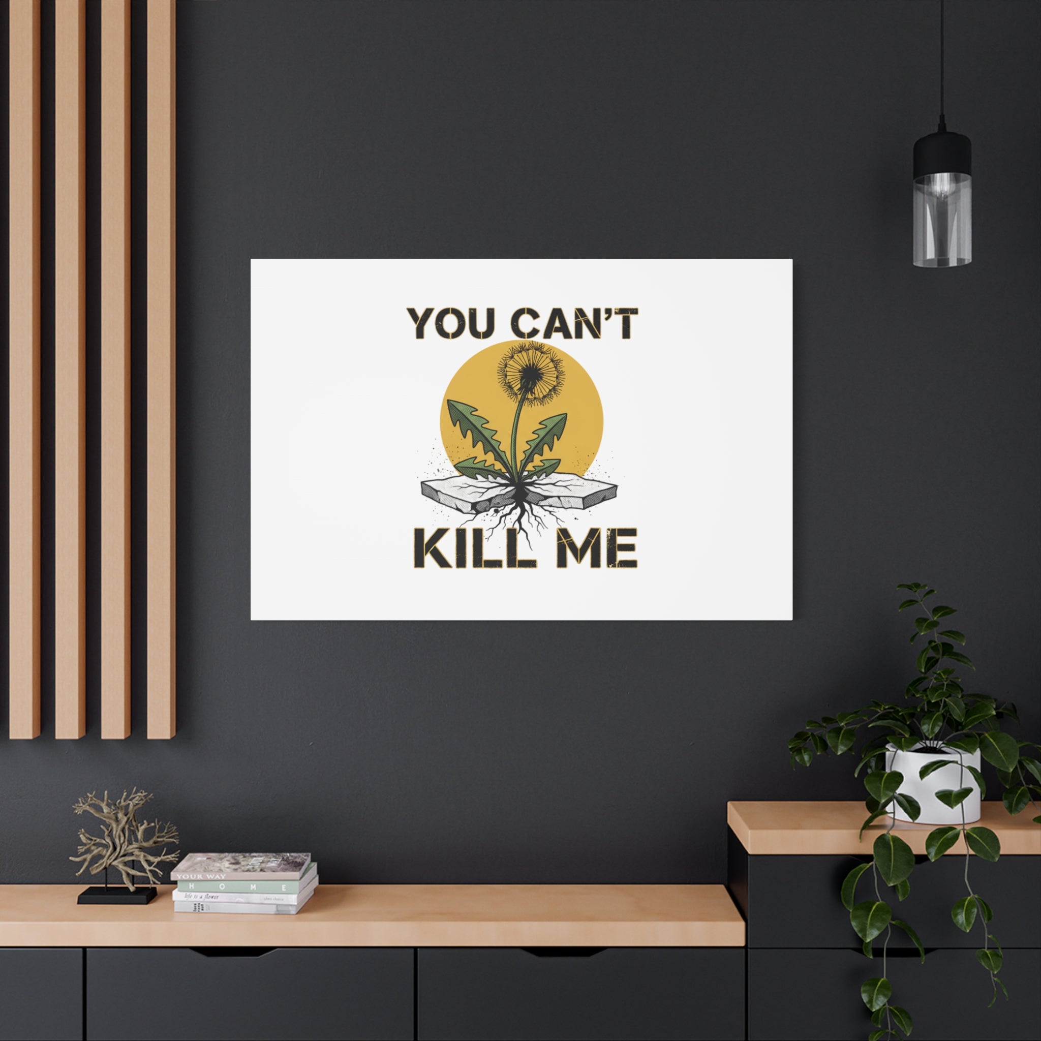 You Can't Kill Me Dandelion Canvas | punk botanical, halftone floral