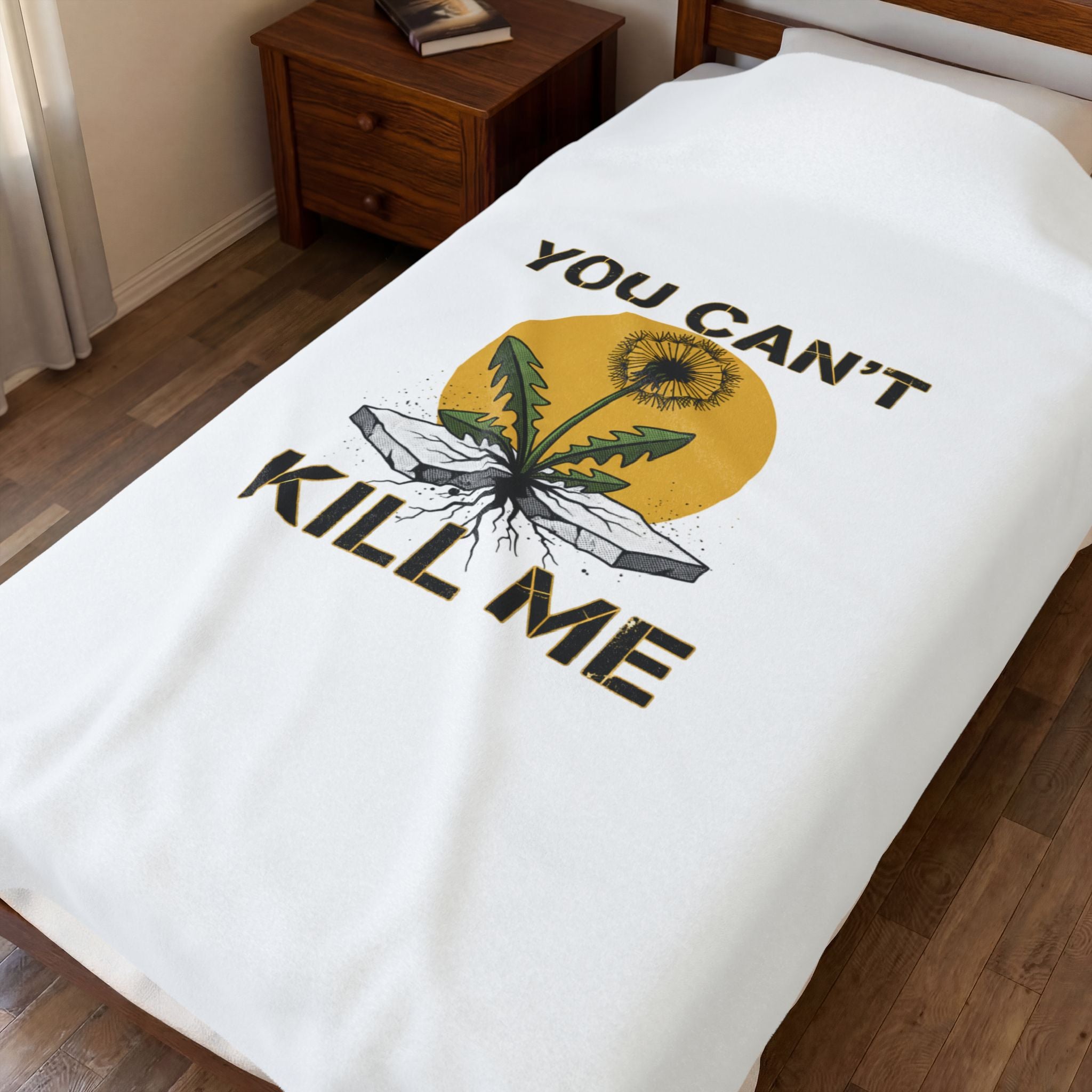 You Can't Kill Me Blanket | gritty halftone floral, punk botanical, weedcore
