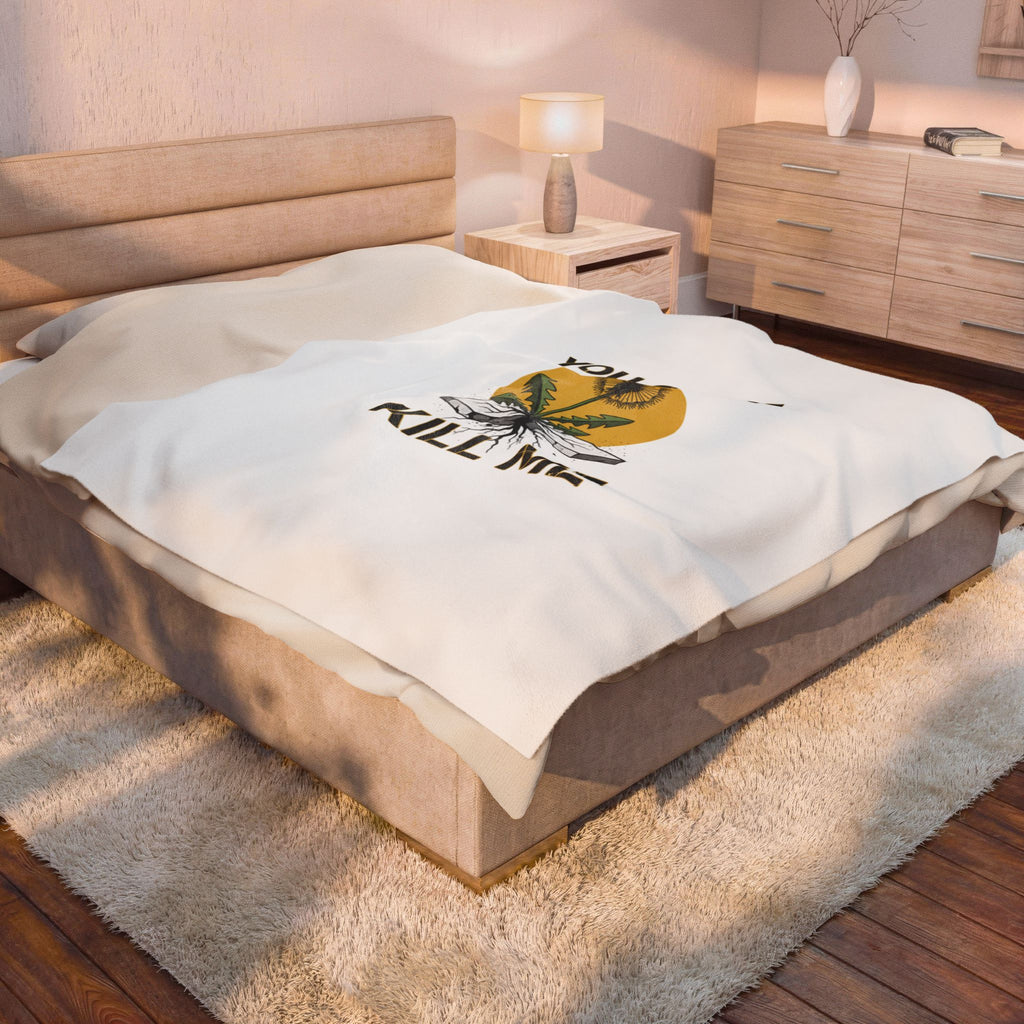 You Can't Kill Me Blanket | gritty halftone floral, punk botanical, weedcore