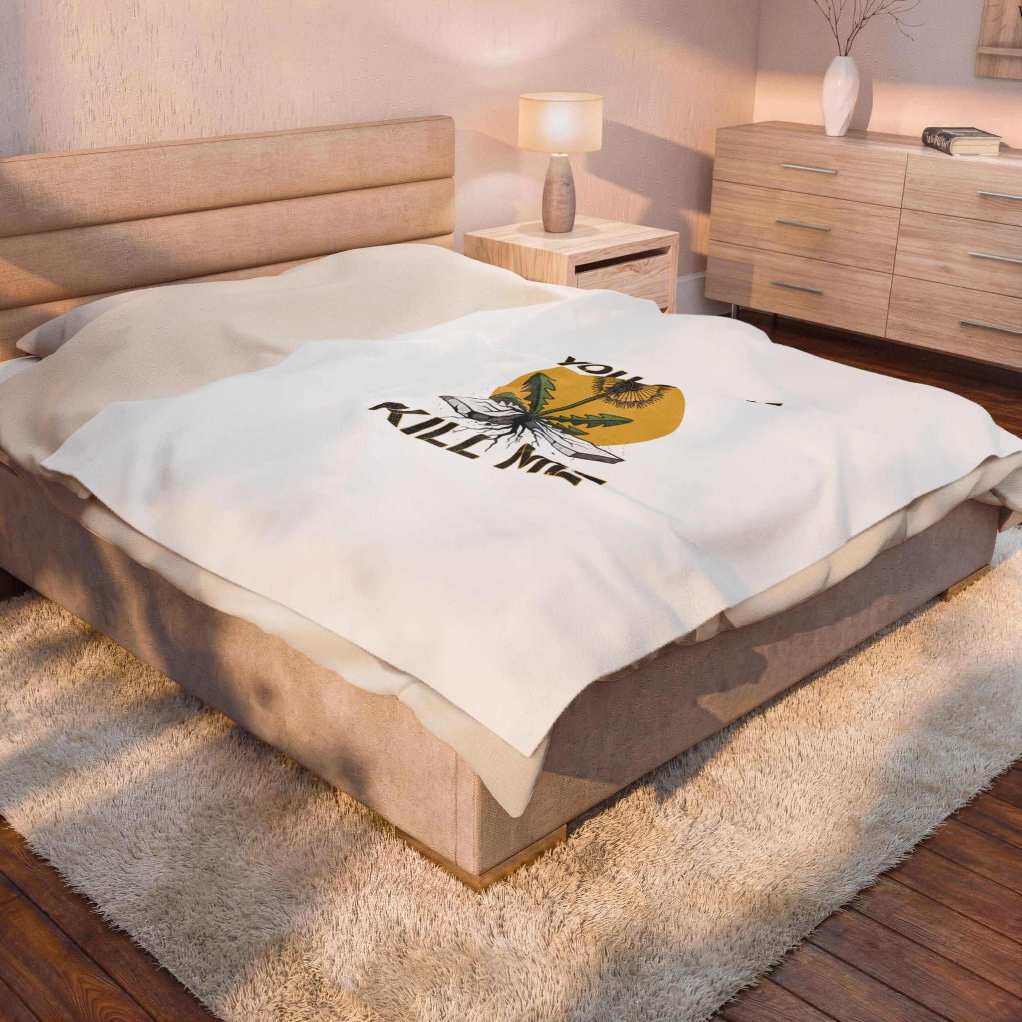 You Can't Kill Me Blanket | gritty halftone floral, punk botanical, weedcore