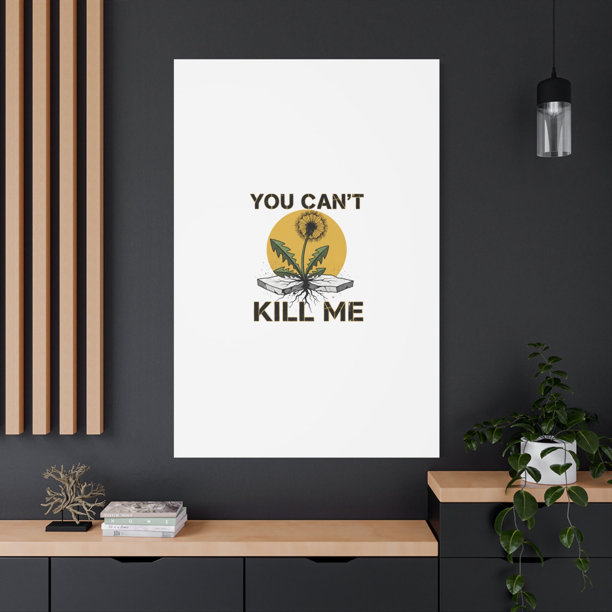 You Can't Kill Me Dandelion Canvas | punk botanical, halftone floral