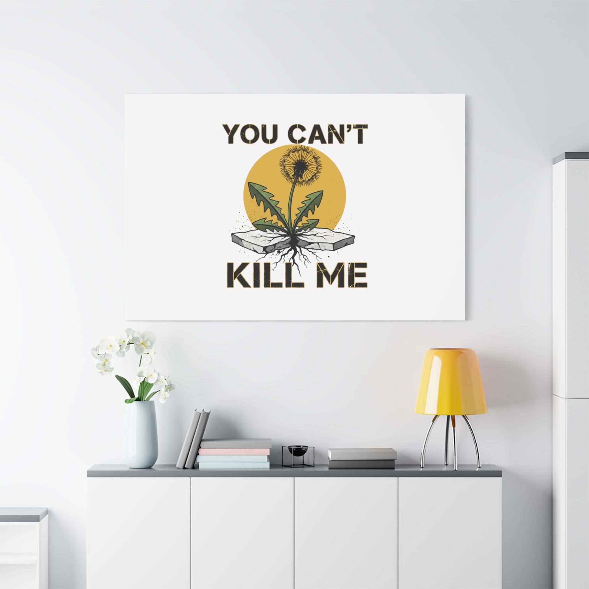 You Can't Kill Me Dandelion Canvas | punk botanical, halftone floral