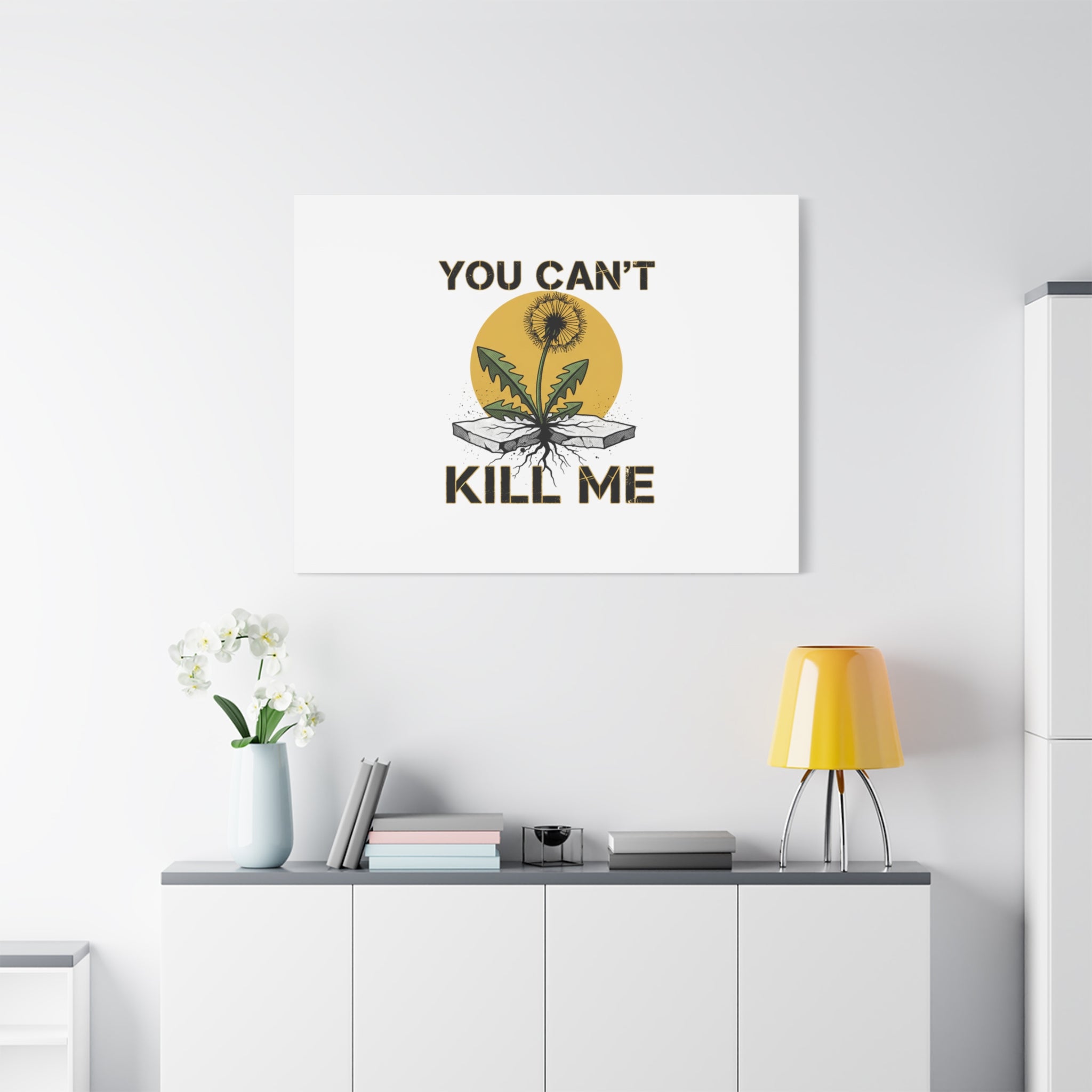 You Can't Kill Me Dandelion Canvas | punk botanical, halftone floral