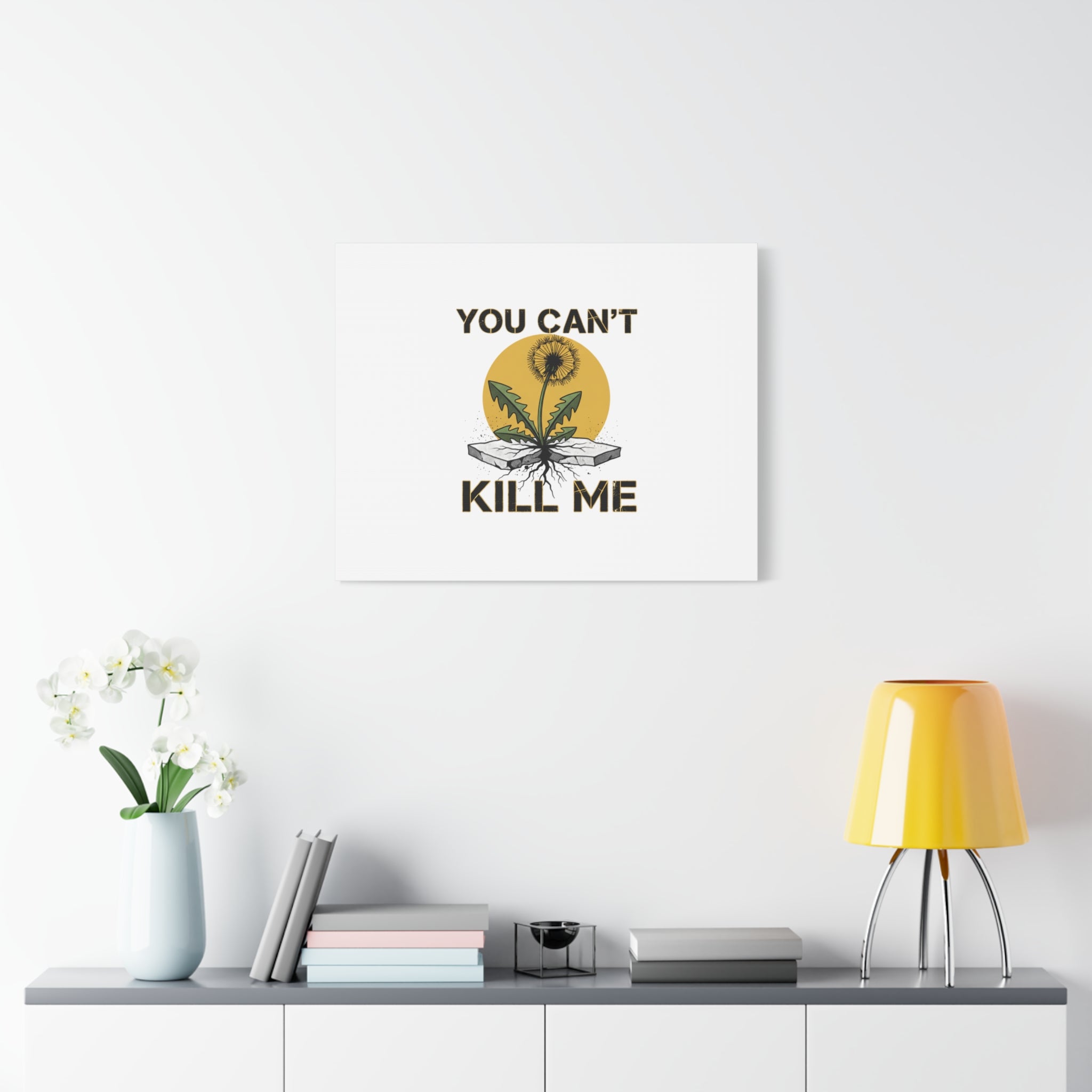 You Can't Kill Me Dandelion Canvas | punk botanical, halftone floral