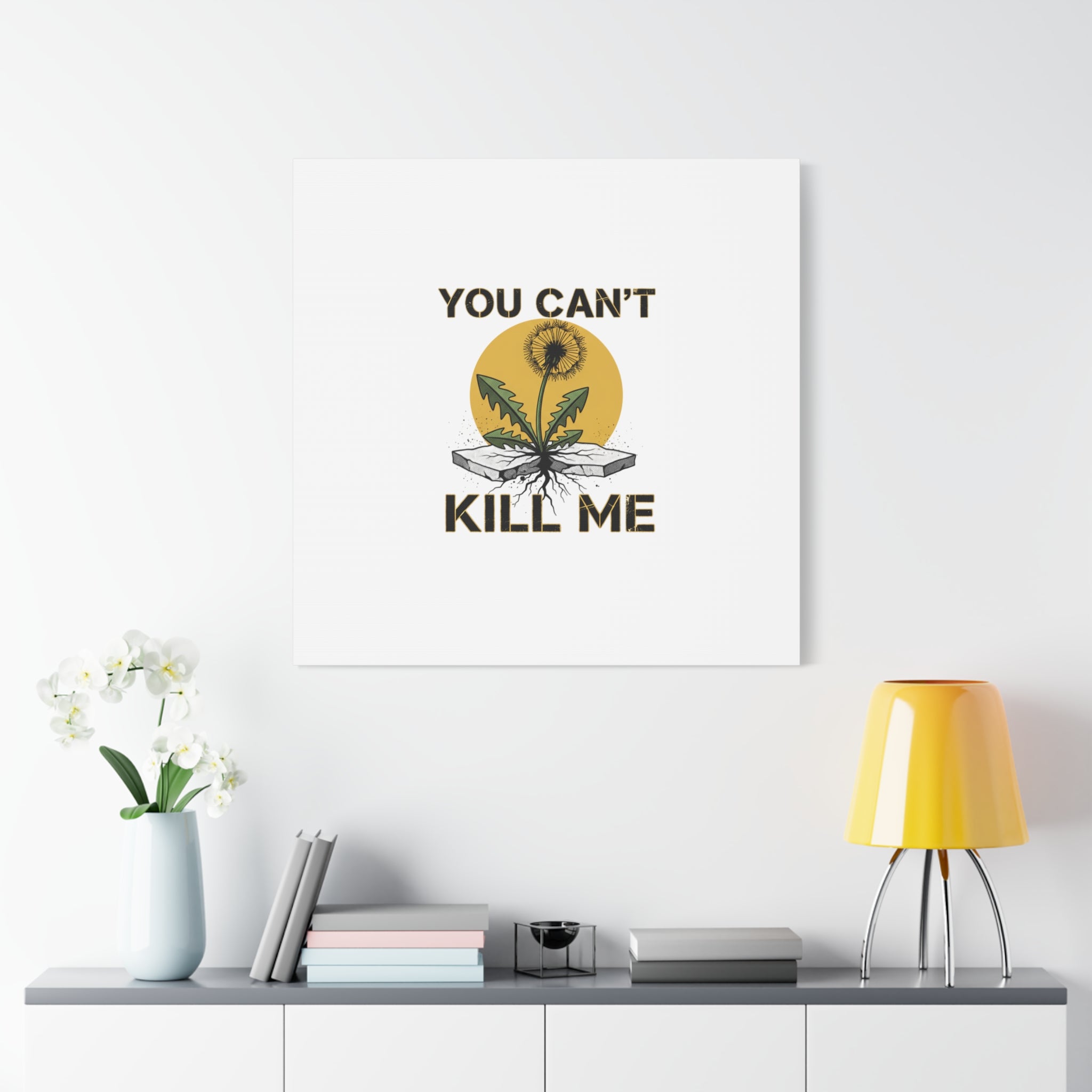 You Can't Kill Me Dandelion Canvas | punk botanical, halftone floral