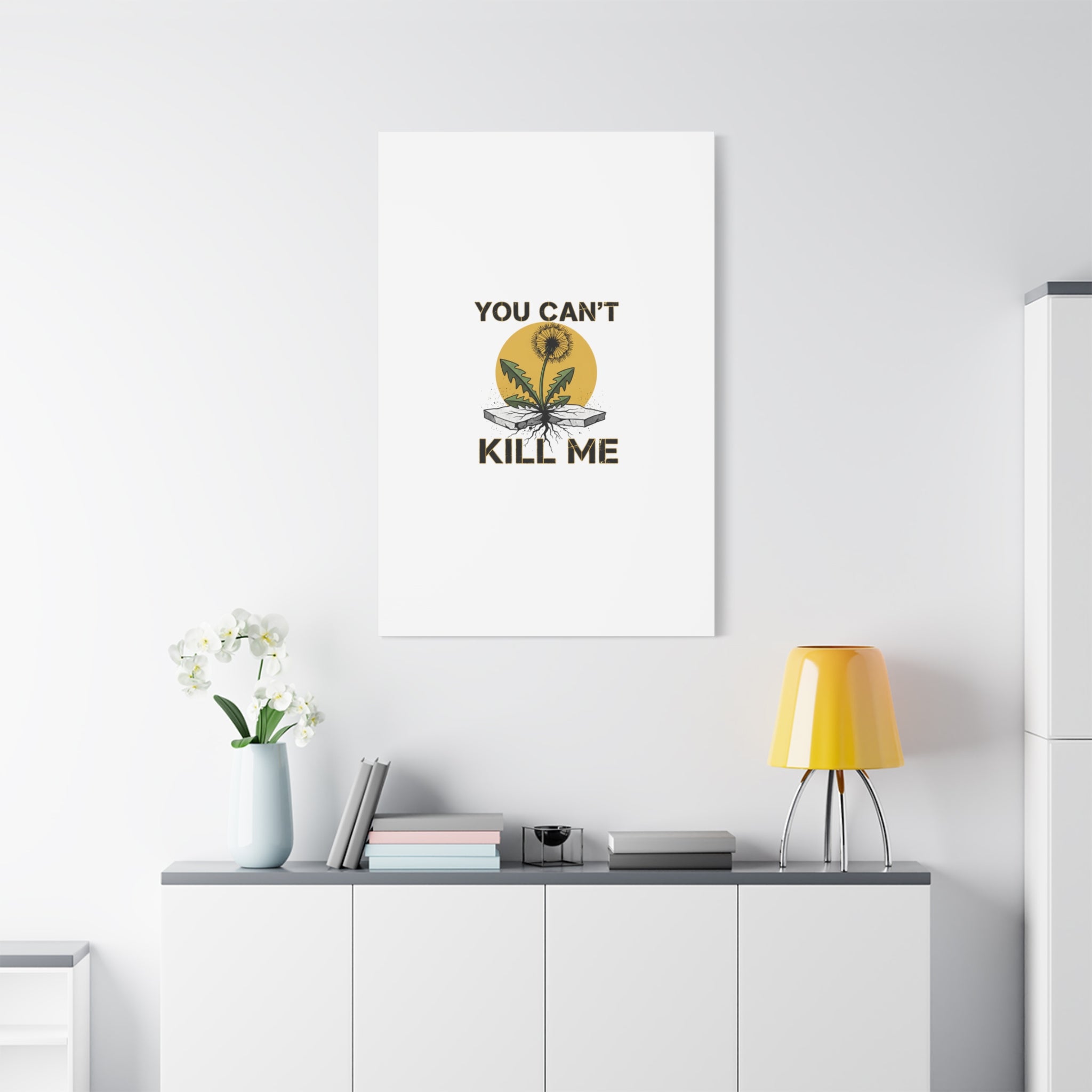 You Can't Kill Me Dandelion Canvas | punk botanical, halftone floral
