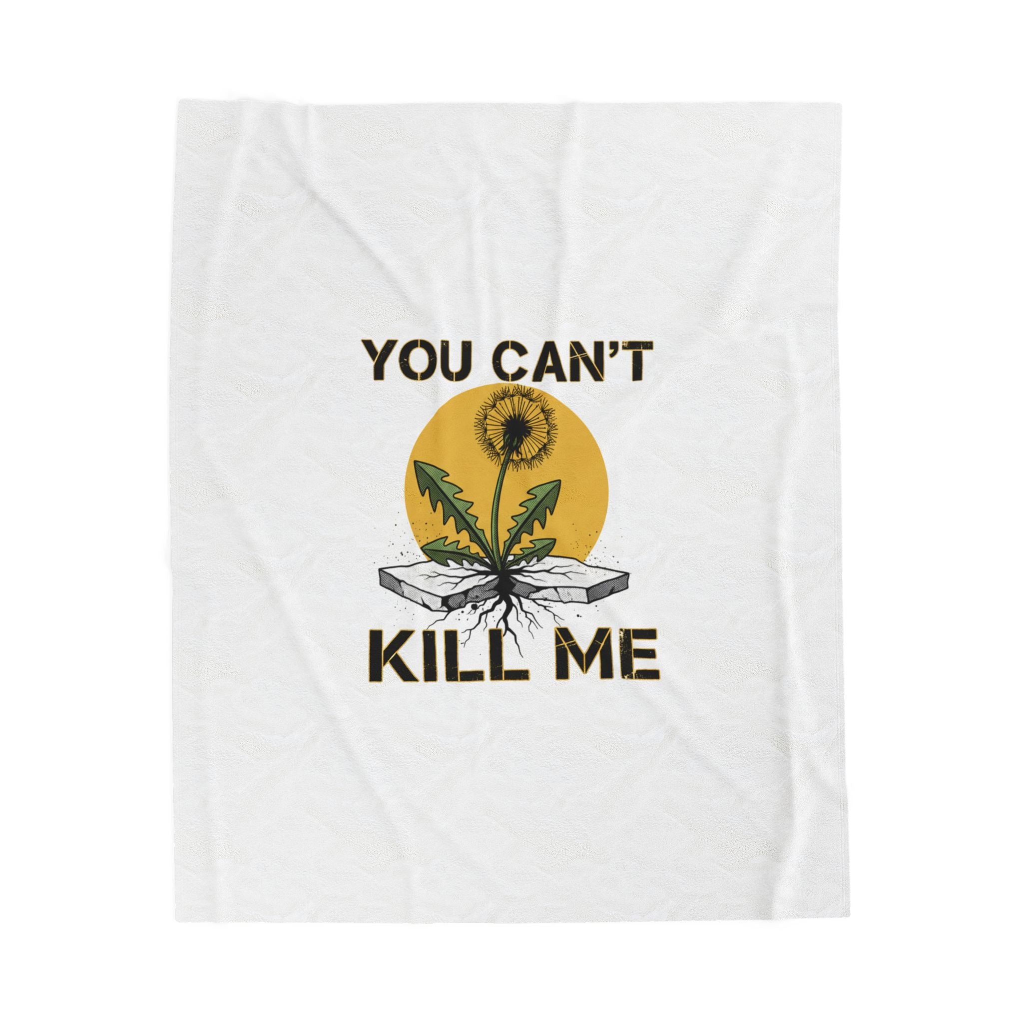 You Can't Kill Me Blanket | gritty halftone floral, punk botanical, weedcore
